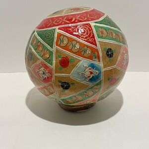 Colorful Hand Made Glazed Paper Painted Light Shade, 4” Fitter, 8” Overall